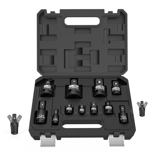 OTLOOMTBT 11PCS Impact Socket Adapter Set & Swivel Socket Set - Chrome Moly Steel, Full Size Adapters (1/4 to 1） with Spring Ball Detent, Drop-Proof Eco Case for Impact Drivers & DIY Mechanics - Image 1