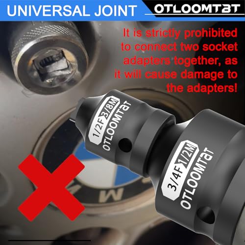 OTLOOMTBT 11PCS Impact Socket Adapter Set & Swivel Socket Set - Chrome Moly Steel, Full Size Adapters (1/4 to 1） with Spring Ball Detent, Drop-Proof Eco Case for Impact Drivers & DIY Mechanics - Image 5