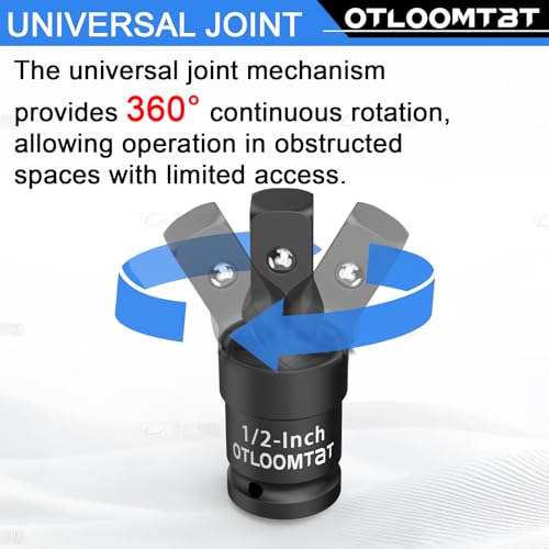 OTLOOMTBT 11PCS Impact Socket Adapter Set & Swivel Socket Set - Chrome Moly Steel, Full Size Adapters (1/4 to 1） with Spring Ball Detent, Drop-Proof Eco Case for Impact Drivers & DIY Mechanics - Image 3