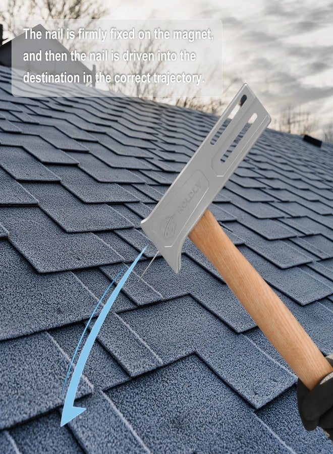 Holdly Magnetic Roofing Hammer, Magnetic Roofing Hatchet Designed to Improve Efficiency, Roofing Axe with Solid Wood Handle, A Roofing Tools That Can Be Used to Quickly Nail Roofing Nails And Felt Caps - Image 3