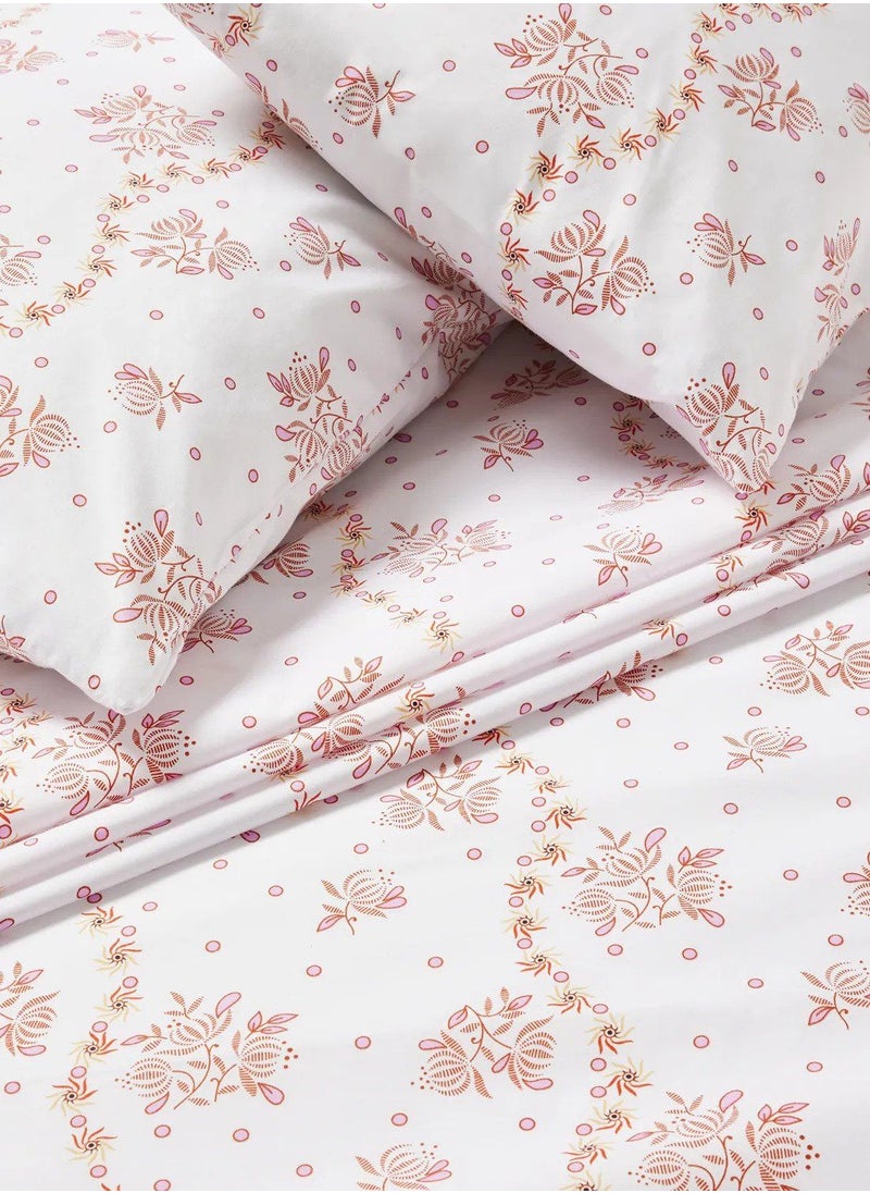 RISHAHOME 3-Piece Printed 180 TC Cotton Fitted Bedsheet Set Queen Size, Premium Collection (1 Bedsheet + 2 Pillow Cases) Loblolly 200x180 Cm  - Image 2