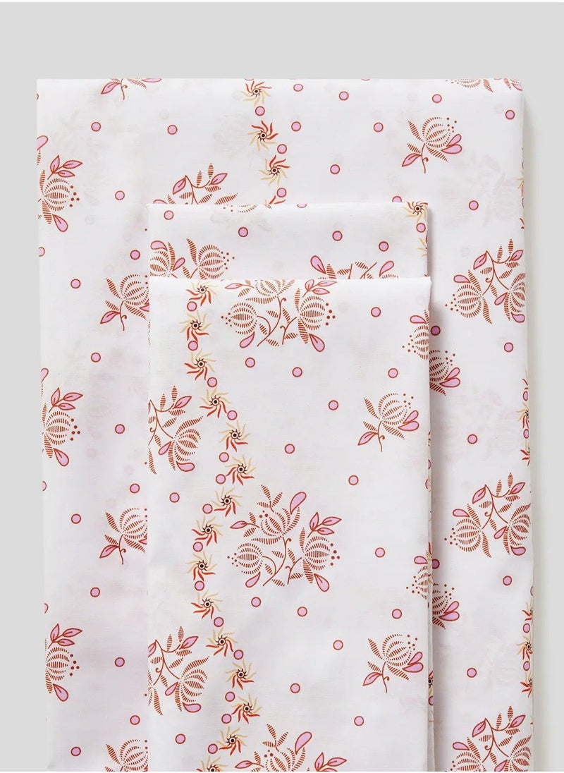 RISHAHOME 3-Piece Printed 180 TC Cotton Fitted Bedsheet Set Queen Size, Premium Collection (1 Bedsheet + 2 Pillow Cases) Loblolly 200x180 Cm  - Image 3