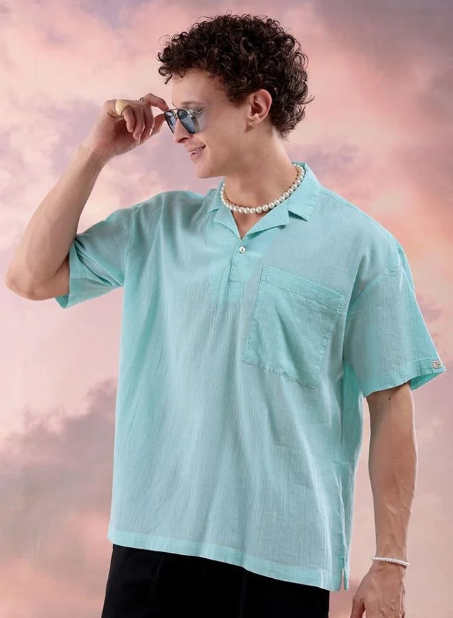The Indian Garage Co The Indian Garage Co Men Green Relaxed Fit Resortwear Shirt