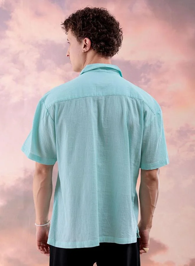The Indian Garage Co The Indian Garage Co Men Green Relaxed Fit Resortwear Shirt