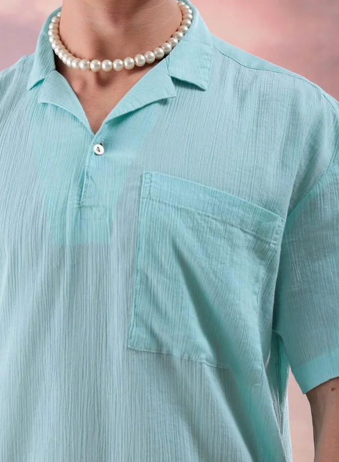 The Indian Garage Co The Indian Garage Co Men Green Relaxed Fit Resortwear Shirt