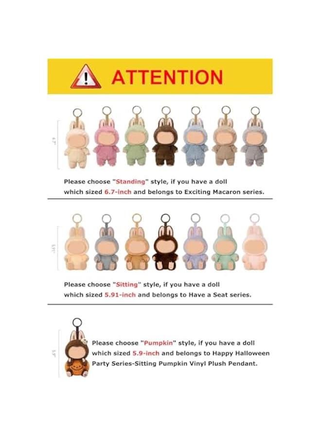 Protective Case for Plush17cm Dolls - 17cm Monster Keychain Plush Figures Storage Bag, Shockproof  Anti-Scratch Display Protector(Style B Sitting)  - Image 5