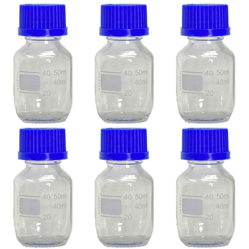 Karter Scientific 50ml Glass Round Media Storage Bottles with GL32 Screw Cap, Borosilicate, (Case of 6) - Image 1