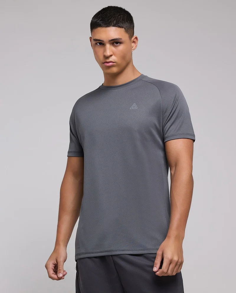 R&B Logo Detail Active T-Shirt with Crew Neck and Short Sleeves