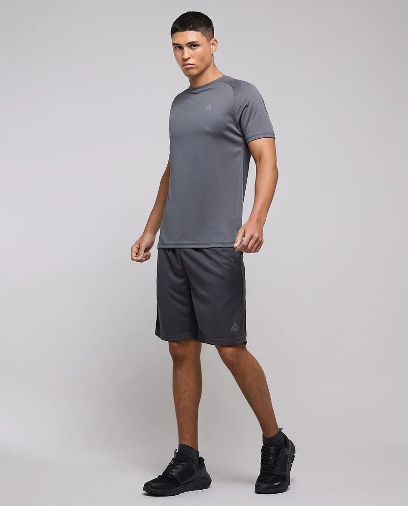 R&B Logo Detail Active T-Shirt with Crew Neck and Short Sleeves