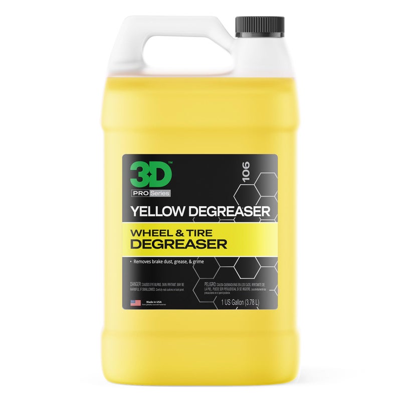 3D Yellow Degreaser â€“ Non-Acid Wheel & Tire Cleaner Spray for Brake Dust, Grime & Tire Dressings â€“ Safe for All Wheels & Whitewalls - 1 Gallon - Image 1