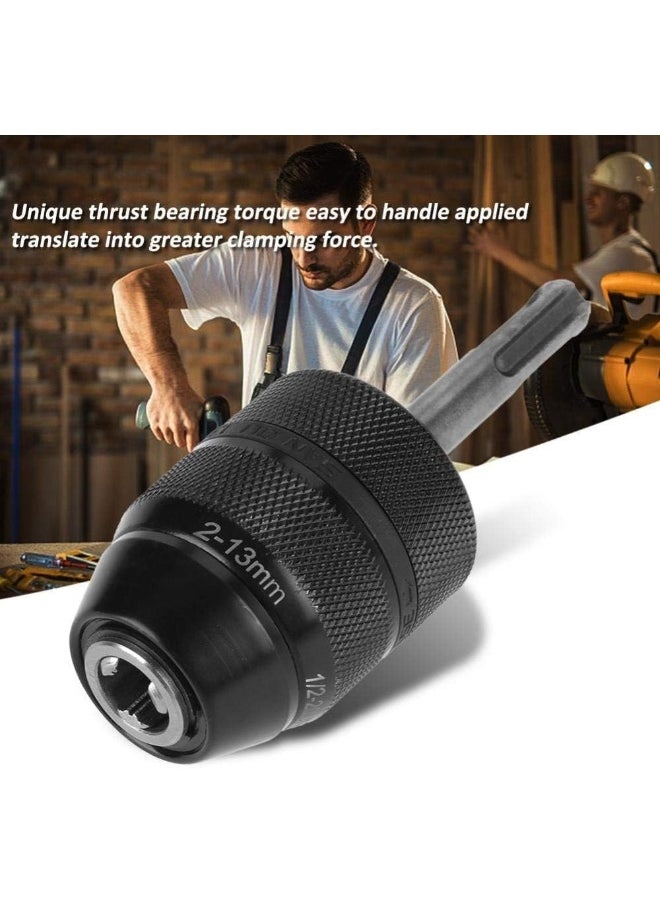 NJM - NJM Precision, 2-13mm Drill Chuck, Metal Keyless Lathe Drill Chuck Converter with SDS Adapter Accessories for Electric Hammer Lathe Tool - Image 1