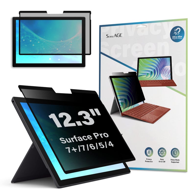 SenseAGE Magnetic Privacy Screen Protector for Surface Pro 12.3 inch (7+/7/6/5/4), Easy On/Off Privacy Filter, Anti-Blue Light, Glare, Laptop Screen Filter, Compatible with Surface Pro 12.3" - Image 1
