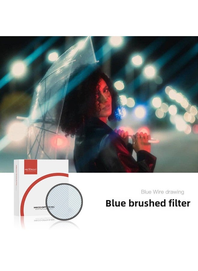MECO Film Brushed Filter White Blue Orange Rainbow Glare Spot Creative Special Effects Starlight Night 77/82mm-Color:82mm-special Effect Filter-blue Brushed  - Image 1