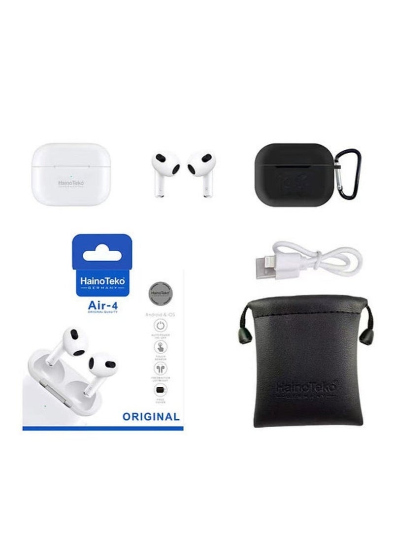 Haino Teko Haino Teko Air 4 Wireless Bluetooth Earphones with Deep Bass Sound Quality – Multifunctional Touch Control, Auto Pairing, Long Battery Life, Comfortable Fit – Compatible with All Android & iOS Smartphones, Tablets, Laptops & Bluetooth Devices – Sleek and Portable Design - Image 4