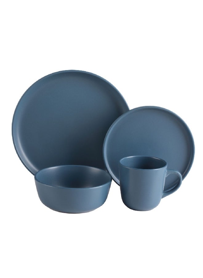 Bien Servi 16-Piece Elegant and Modern Design Stoneware Dinner Set Matte Navy 29.2 x 31.2 x 29.6 cm ST2276-NYBL 