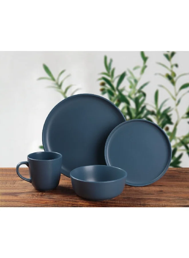 Bien Servi 16-Piece Elegant and Modern Design Stoneware Dinner Set Matte Navy 29.2 x 31.2 x 29.6 cm ST2276-NYBL