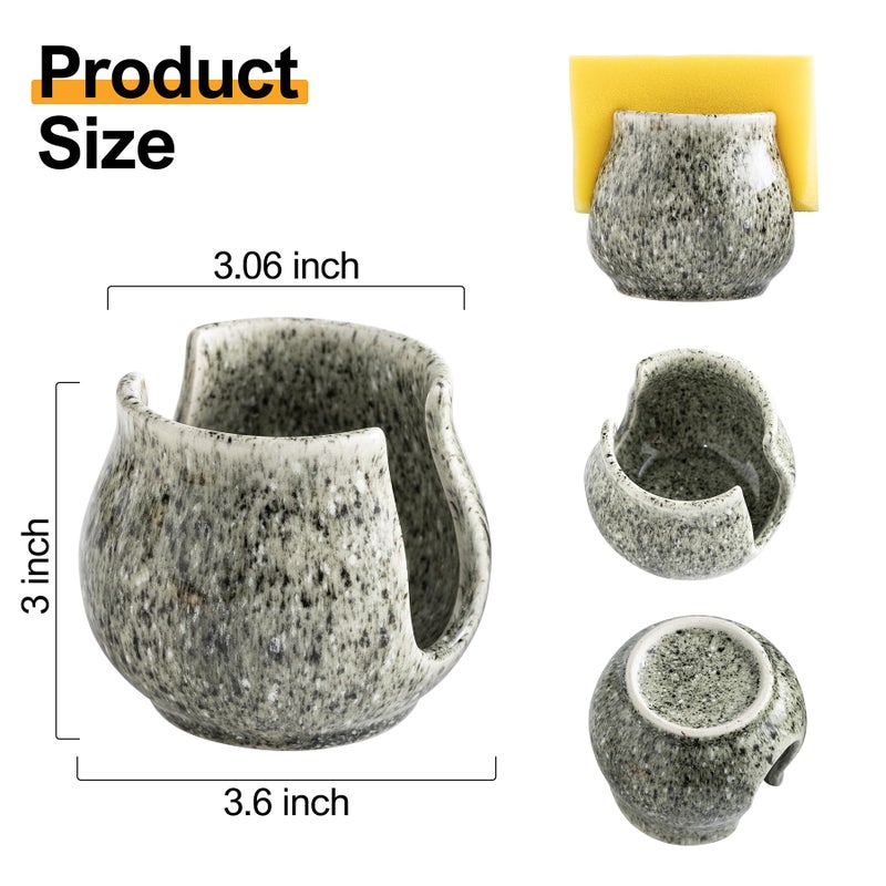 Zoeeker Ceramic Sponge Holder, Kitchen Sponge Holder Sink Caddy Organizer Dish Rack for Kitchen Sink Suction, Bathroom, Brush, Special Gray - Image 4