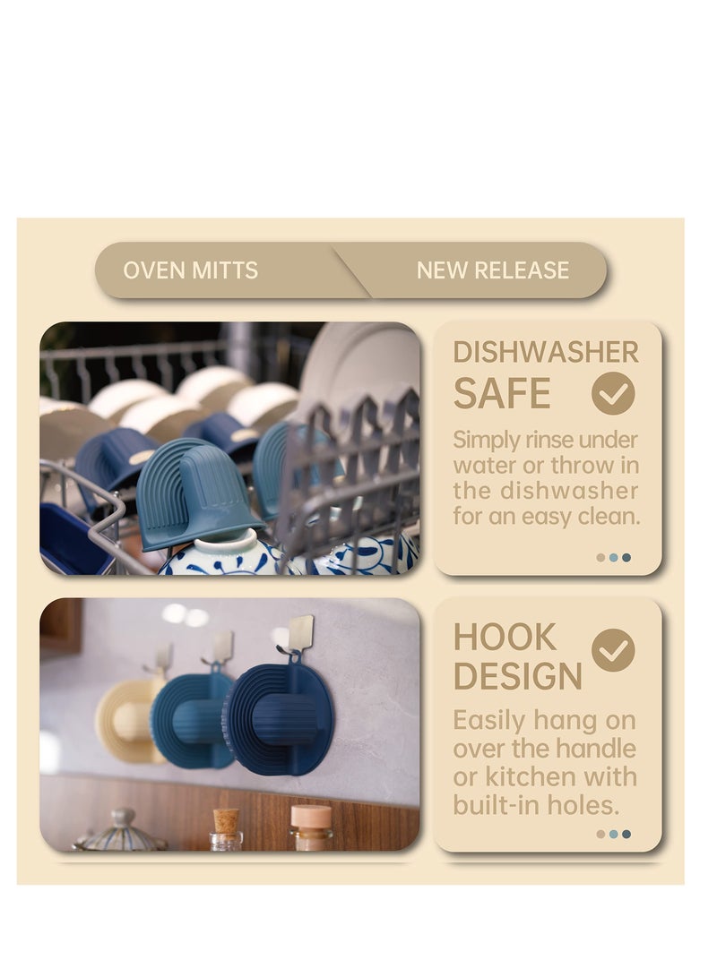 KASTWAVE 2 Sets Mini Oven Gloves, Silicone Oven Mitts Heat Resistant, for Cooking and Baking from Hot Plate Pot Dish and Bowl - Image 2