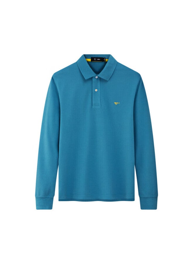 Septwolves Men's Long Sleeve Cotton Easy Care Business Casual Turn-down Collar Solid Color Polo Comfortable Skin-friendly Breathable Men's Clothing - Image 3