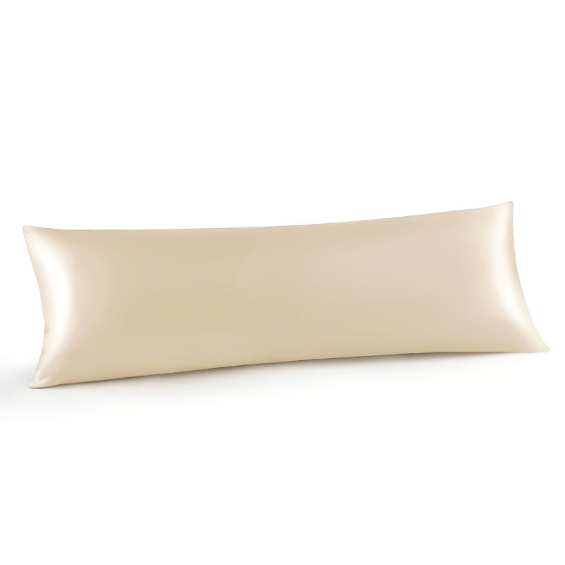 INFIIXSO Body Pillow Cover with Zipper  Luxury Mulberry Silk Long Body Pillow Case 20x54 Inches  Ultra Smooth and Soft Cooling Body Pillow Pillowcase  Gift for Women  Men(Ivory) - Image 1