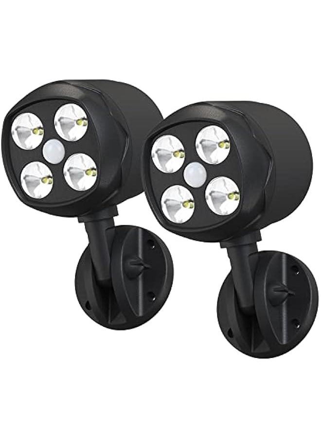 Generic Motion Sensor Outdoor Lights, Battery Operated Outdoor Lights, 600LM Motion Detector Lights for Outside, 6000K LED Security Light Battery Powered Spotlight for House Wall, Black(2 Pack)  - Image 1