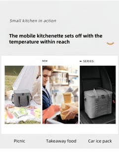 Invite.I New Large Capacity Insulation Bag, Lunch Bag, Bento Insulated Cationic Lunch Box，Portable Hand-Held Ice Bag, Outdoor Picnic Bag, Waterproof Lunch Bag, Lunch Box Bag - Navy Blue , 27.5*24*19.5 CM  - Image 3