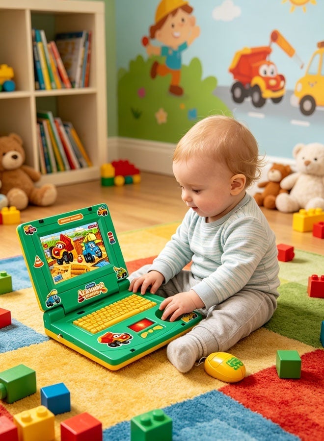 Lasola Early Development Toy for Toddlers,Educational Laptop Computer Toy with Mouse, Sounds Musical,Kids Learning Pretend Computer, English Learner Early Educational Study Laptop, Kids Learn and Educational Toys for Ages 1+ Boys Girls (Green) - Image 3