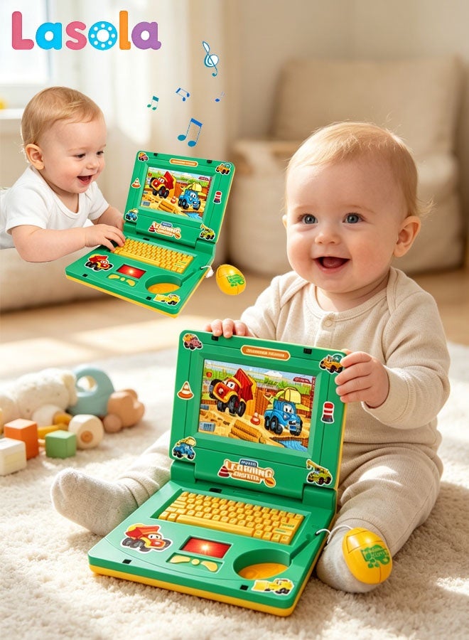 Lasola Early Development Toy for Toddlers,Educational Laptop Computer Toy with Mouse, Sounds Musical,Kids Learning Pretend Computer, English Learner Early Educational Study Laptop, Kids Learn and Educational Toys for Ages 1+ Boys Girls (Green) - Image 1
