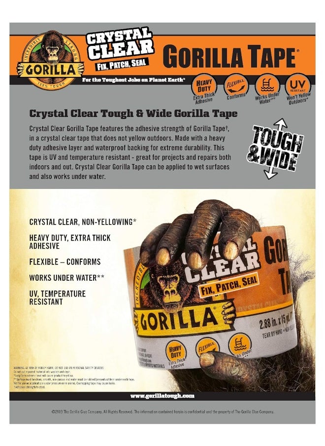 Gorilla - Gorilla Crystal Clear Repair Duct Tape Tough & Wide - Image 1