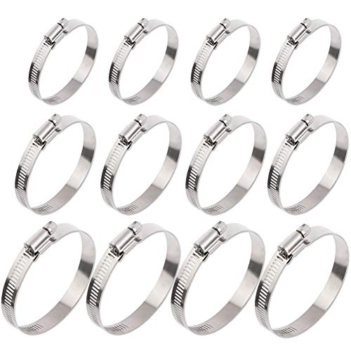 ISPINNER 12pcs 304 Stainless Steel Adjustable 27-102mm Range Worm Gear Hose Clamps Assortment Kit 2 Inch, 3 Inch, 4 Inch (Silver) - Image 1