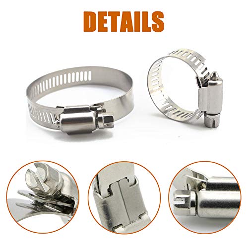 ISPINNER 12pcs 304 Stainless Steel Adjustable 27-102mm Range Worm Gear Hose Clamps Assortment Kit 2 Inch, 3 Inch, 4 Inch (Silver) - Image 3