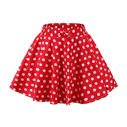 J·E Sterguard Girls Red Polka Dot Mini Skirt, Full Round Skirts with Large Swing,Stretch Waist Girls Skirts Full Circle Skater Skirt Suitable for Party or Sport 10-12Years 1333-10-5 - Image 1