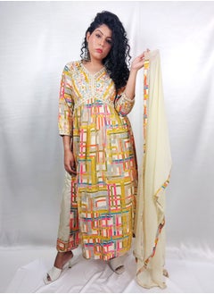 PRIYA’S PANACHE PRIYA'S PANACHE Multicolor Alia Cut Heavy Rayon Kurta Pant Dupatta Set - Designer Festival Traditional Ethnic Indian Partywear for Women  - Image 4
