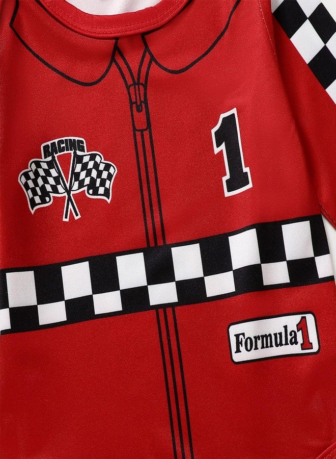 Happidoo Baby Boy 1st Birthday Outfit One Year Old Birthday Clothes Boy Race Car Driver Bosysuit (Red,12-18 Months) - Image 4