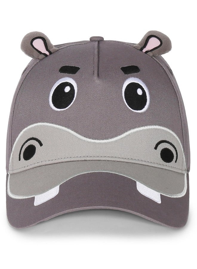 INNObeta Hippo Gifts for Women, Cute & Funny Hippopotamus Baseball Cap with Ears, Adjustable Embroidered Hat, Unique Animal Lover Gift Grey - Image 1