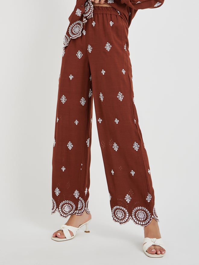 Styli Styli Schiffli Long Sleeve Shirt and Wide Leg Pants Co-Ords  - Image 5