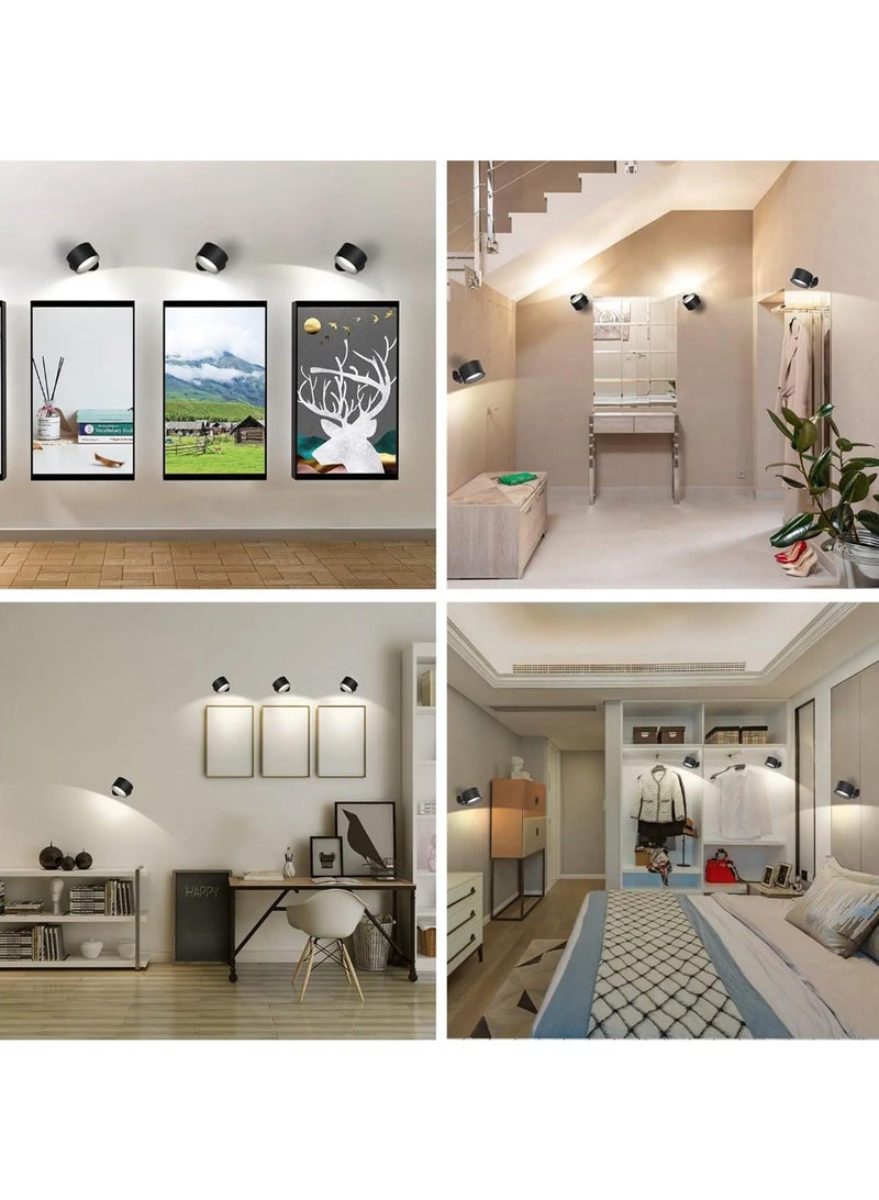 Y&D Wall Mounted Lights, RGB Wall Sconces Lamp Rechargeable Battery Operated, 3 Color Temperatures & Dimmable Magnetic 360° Rotation Cordless Light for Bedroom Living Room 2pcs  - Image 4