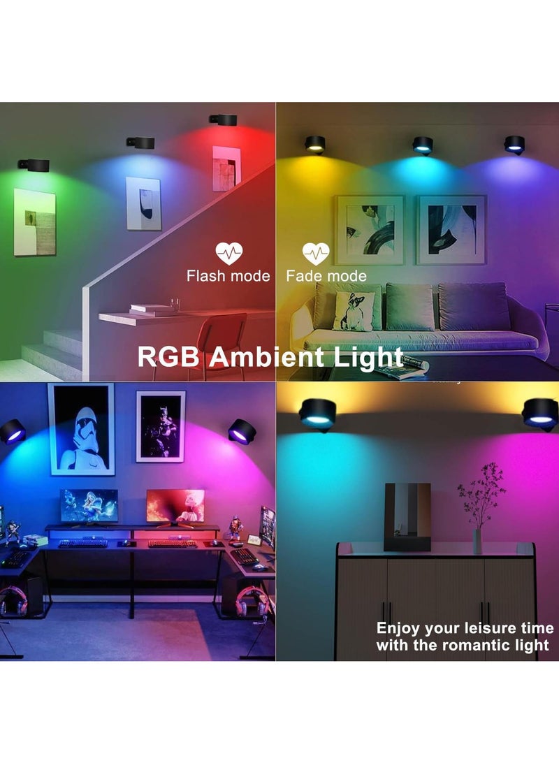 Y&D Wall Mounted Lights, RGB Wall Sconces Lamp Rechargeable Battery Operated, 3 Color Temperatures & Dimmable Magnetic 360° Rotation Cordless Light for Bedroom Living Room 2pcs  - Image 5