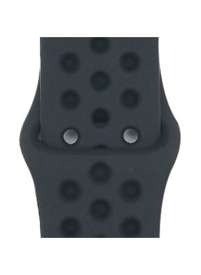 Generic - Suitable For Apple Two-color Silicone Nike Strap Nike Hole Apple Iwatch Breathable Sports Watch Strap-Color:2 Dark Gray + Black-Specifications:38/40/41mm-L - Image 1