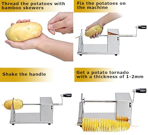 TechTongda Tornado Potato Spiral Cutter Manual Stainless Steel Twisted Potato Slicer Cutter French Fry for Potatoes Carrots Vegetables - Image 3