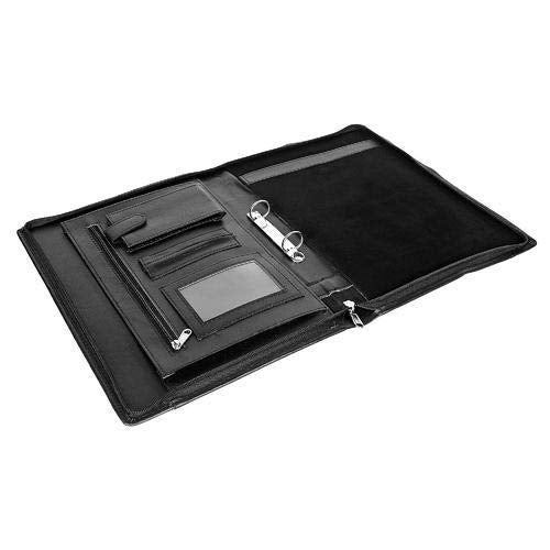NJ Leather Zipper File Document Bag with Handle for Certificates, Document Bag with Adjustable Handles : Black - Image 5