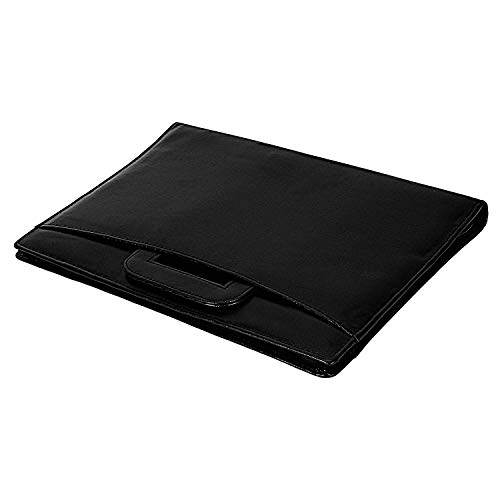 NJ Leather Zipper File Document Bag with Handle for Certificates, Document Bag with Adjustable Handles : Black - Image 3