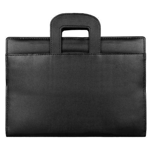 NJ Leather Zipper File Document Bag with Handle for Certificates, Document Bag with Adjustable Handles : Black - Image 2