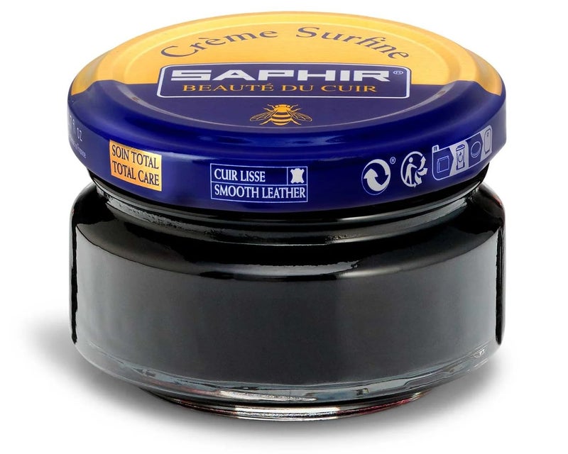 SAPHIR Creme Surfine Pommadier Shoe Polish - Beeswax Cream for Leather Products - Black - Image 1