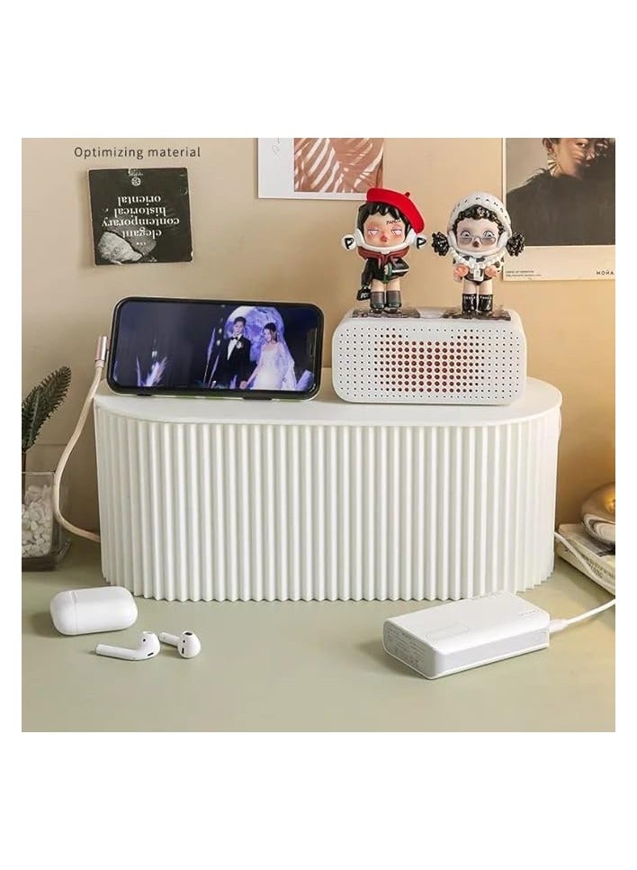 erorex Cable Management Box, Dustproof Large Cord Organizer Box with lid,under desk cable hider(camel) - Image 3