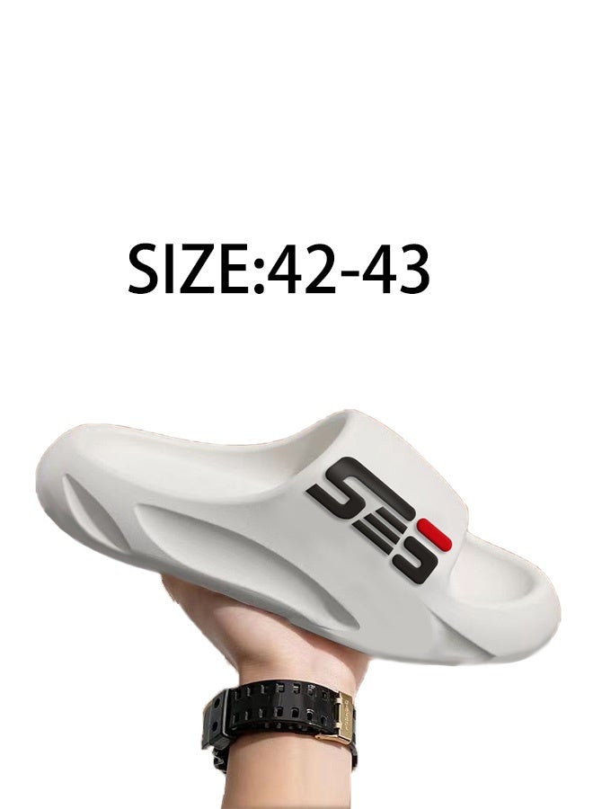 Ses White summer outdoor wear-resistant home bathroom non-slip bath soft bottom men's slippers (42-43EUR) - Image 1