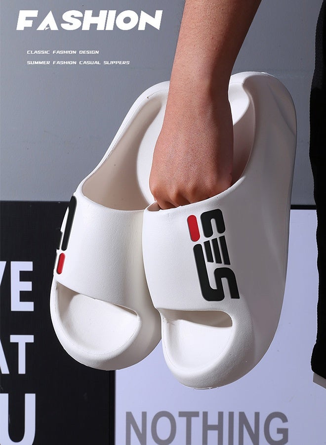 Ses White summer outdoor wear-resistant home bathroom non-slip bath soft bottom men's slippers (42-43EUR) - Image 4