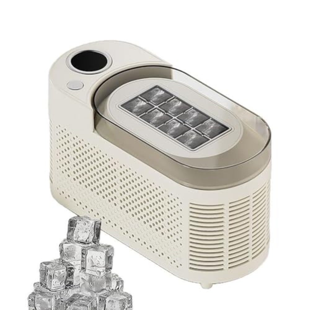 Ice Maker Countertop Portable Self-Cleaning Ice Machine Makes 8 Cubes in 10 Mins Energy-Efficient Compact Mini Ice Maker for Home Camping Car RV with Adapter Easy DIY Fruit Ice
