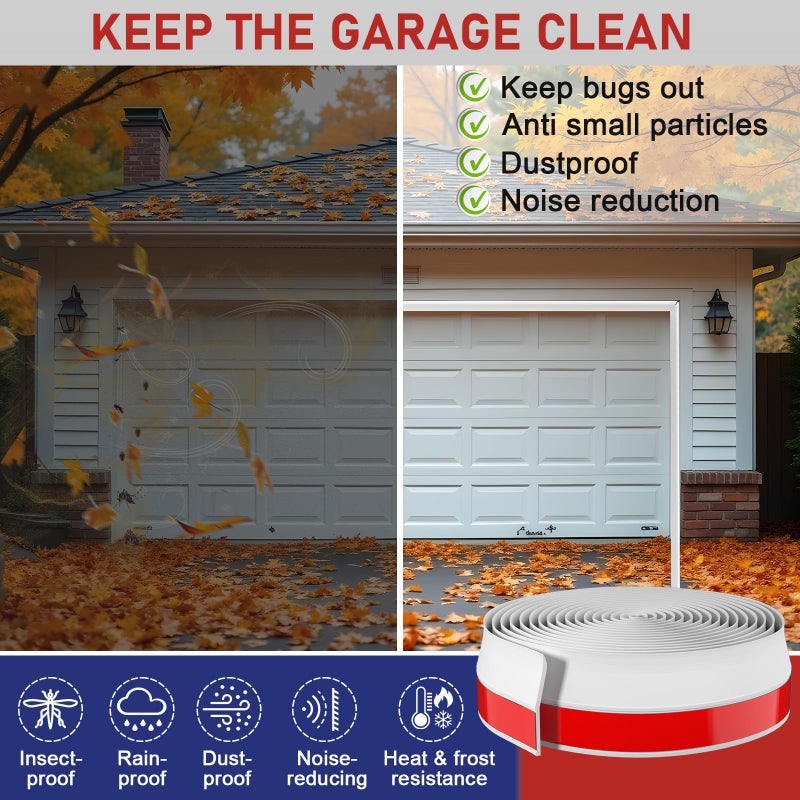 alophoty Garage Door Seal Top and Sides - 40 Ft Garage Door Weather Stripping Side Seal, Heavy Duty Weatherproof TPE, Insulates, Prevents Drafts, Easy Installation for Homeowners and DIYers - Image 2