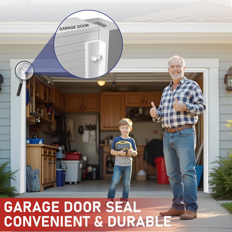 alophoty Garage Door Seal Top and Sides - 40 Ft Garage Door Weather Stripping Side Seal, Heavy Duty Weatherproof TPE, Insulates, Prevents Drafts, Easy Installation for Homeowners and DIYers - Image 3